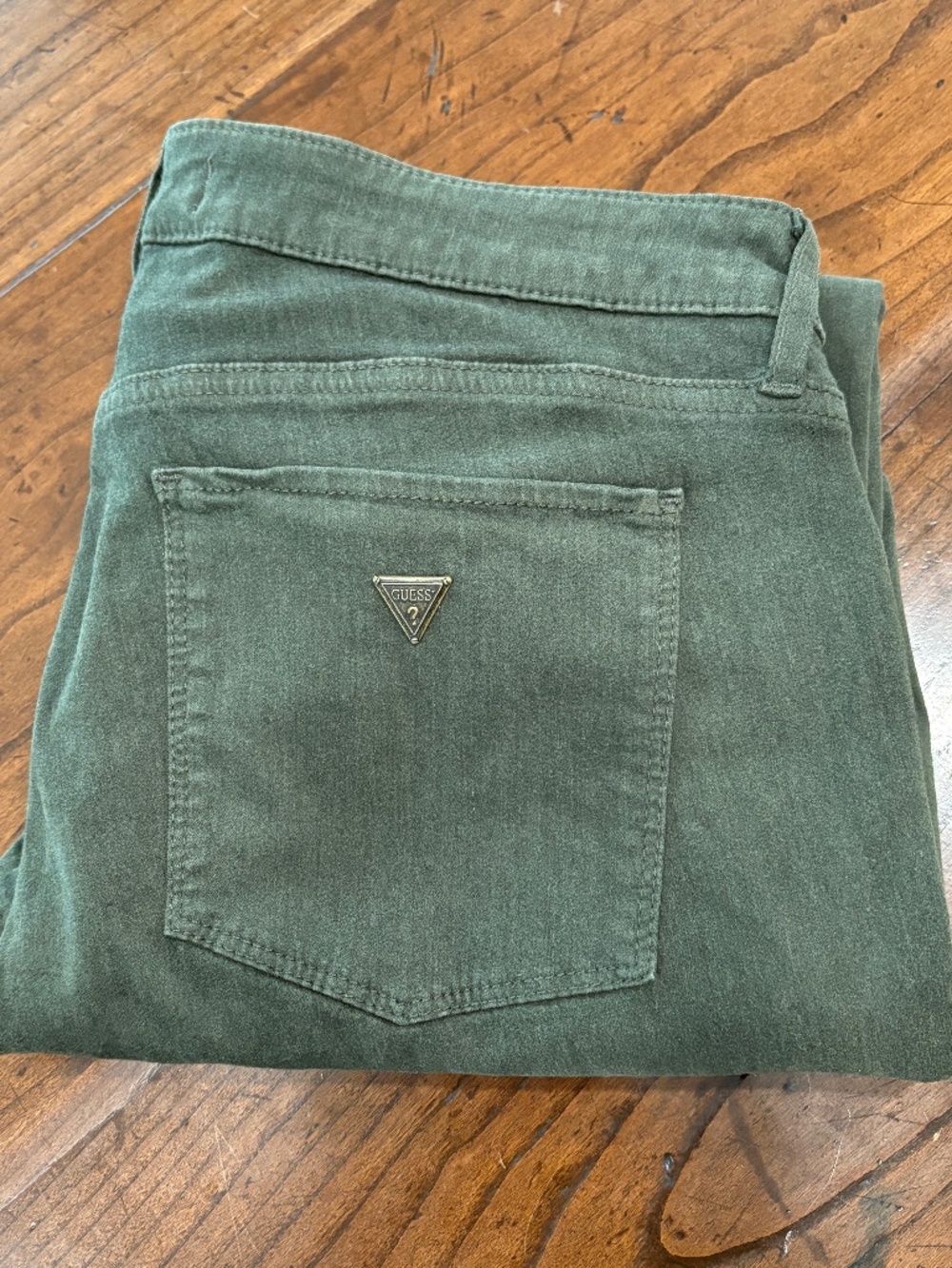 GUESS Sexy Curve Skinny Pants Olive Green Brushed Moleskin Twill Size 31